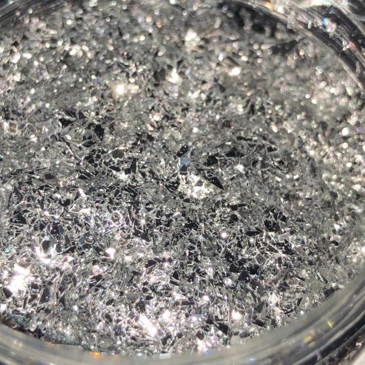 Crushed Glass Silver Metal Flake I Chrome — Tropical Glitz